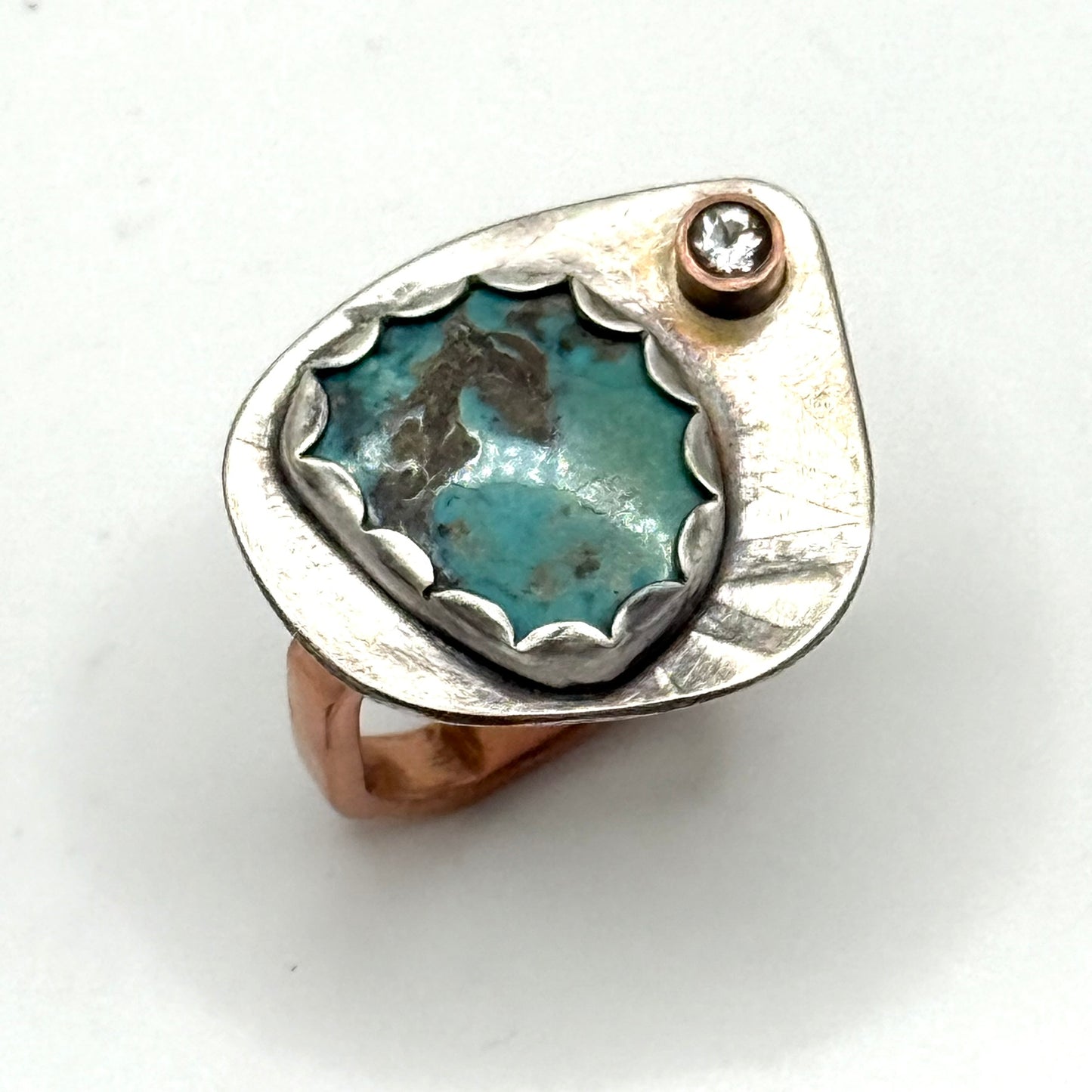 Nevada Papoose Turquoise and Topaz Ring