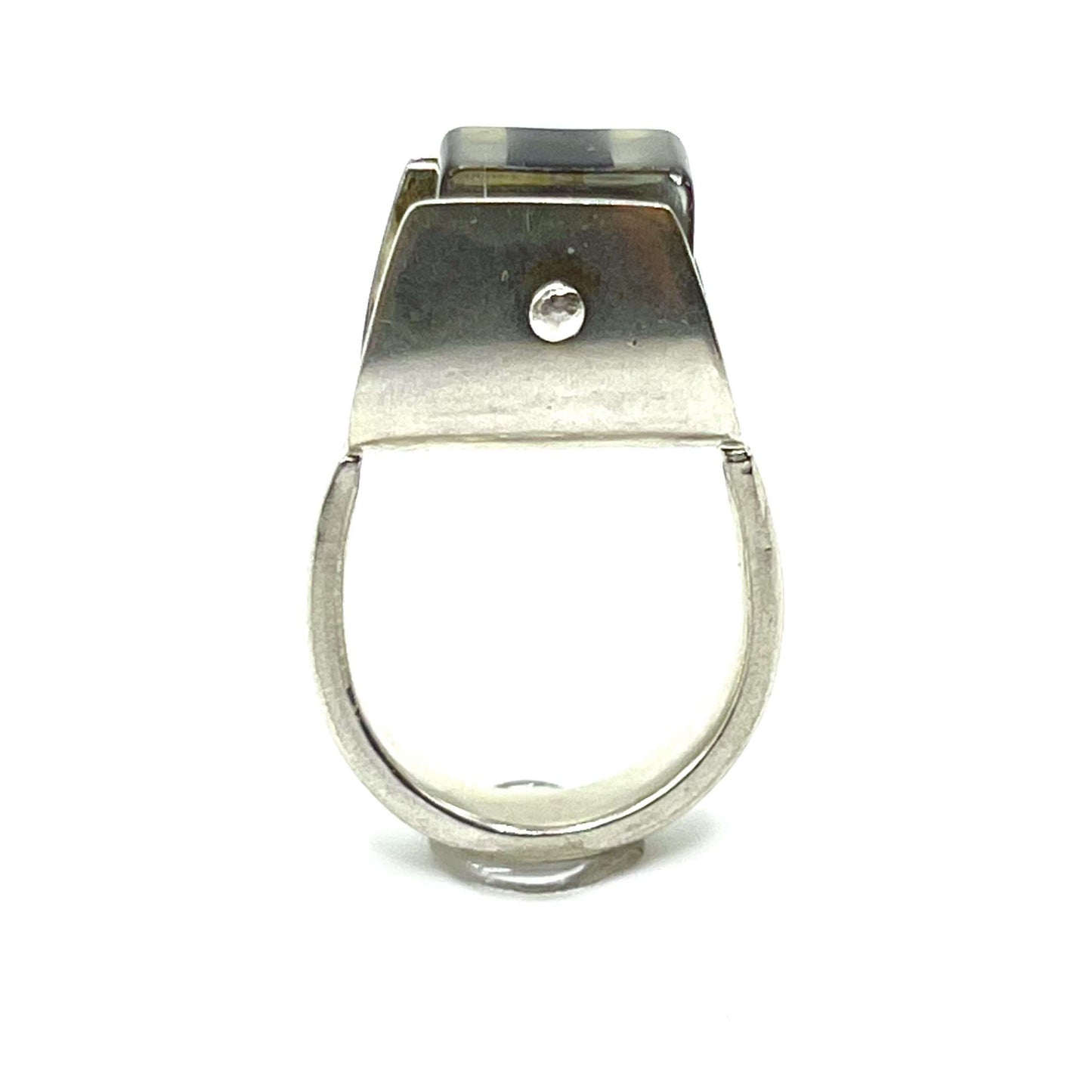 Ring with Riveted Glass Bead