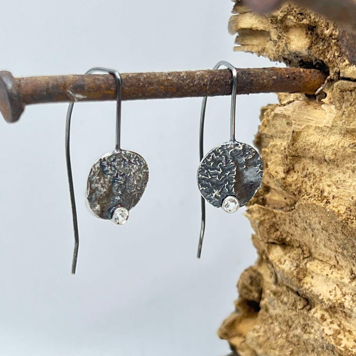 Reticulated Silver Tab Earrings