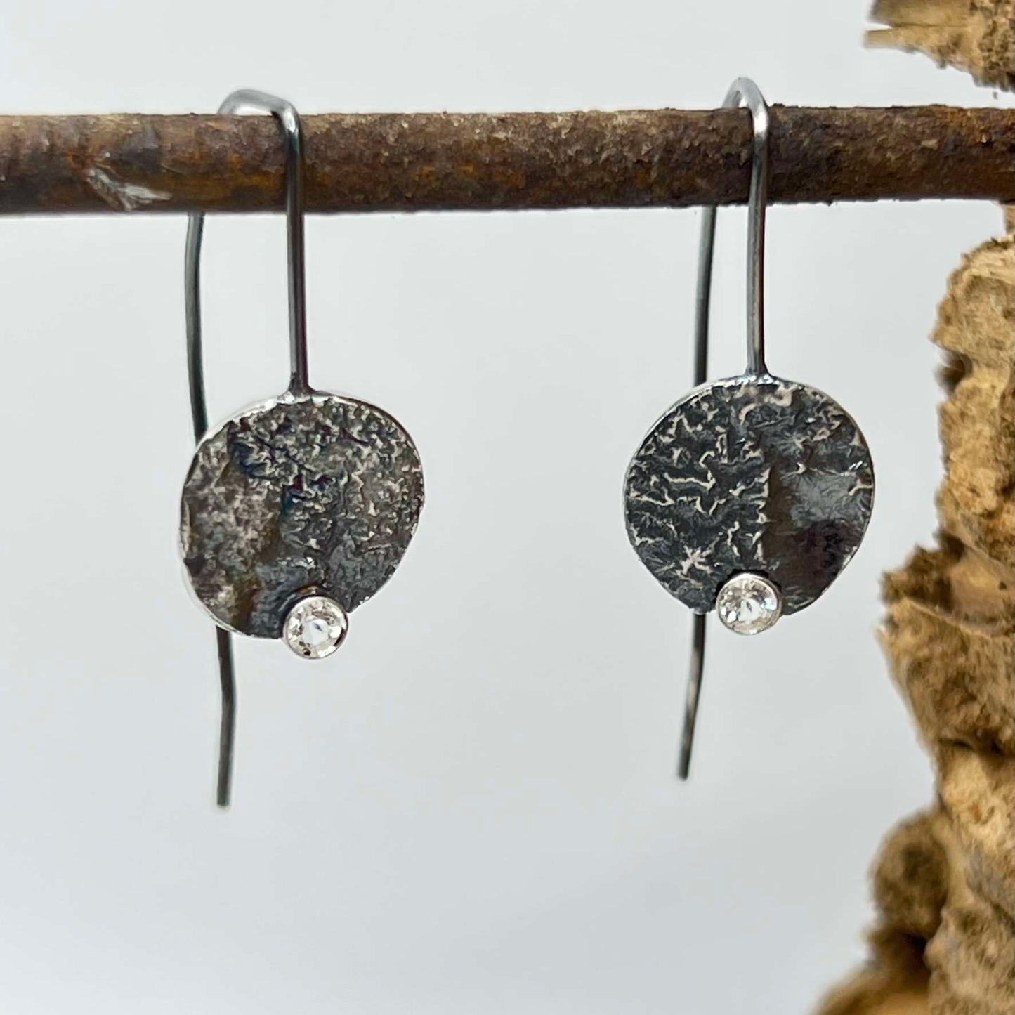 Reticulated Silver Tab Earrings