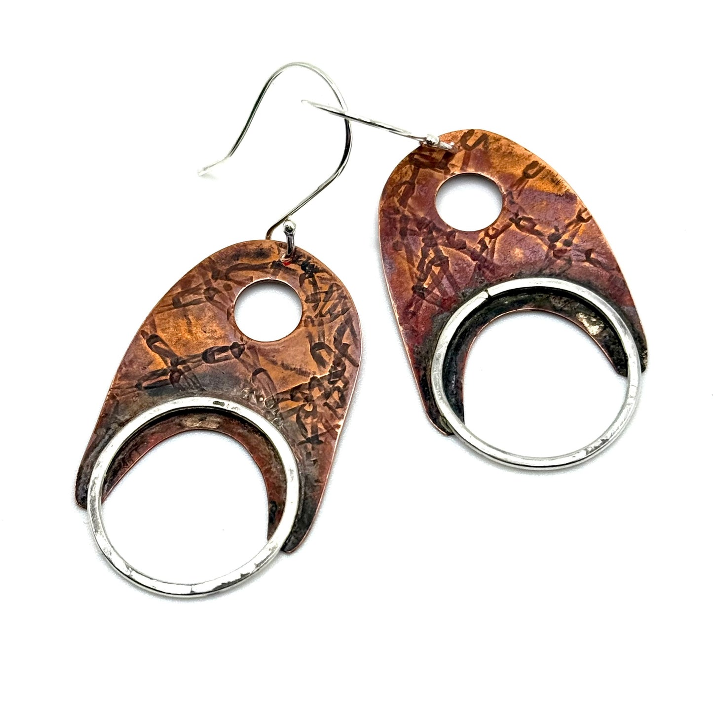 Textured Copper Oval Earrings