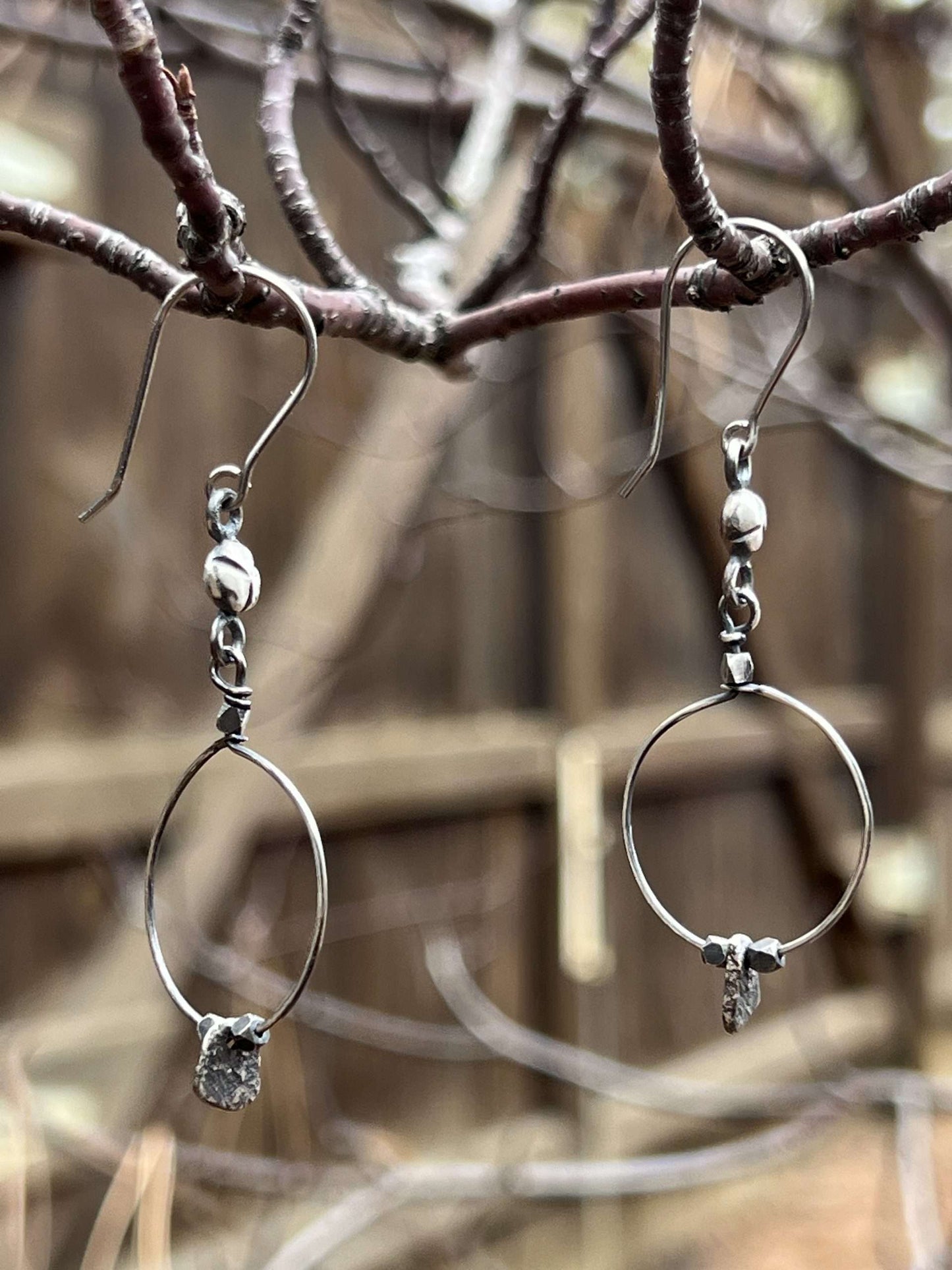 Silver Hoop Dangle Earrings