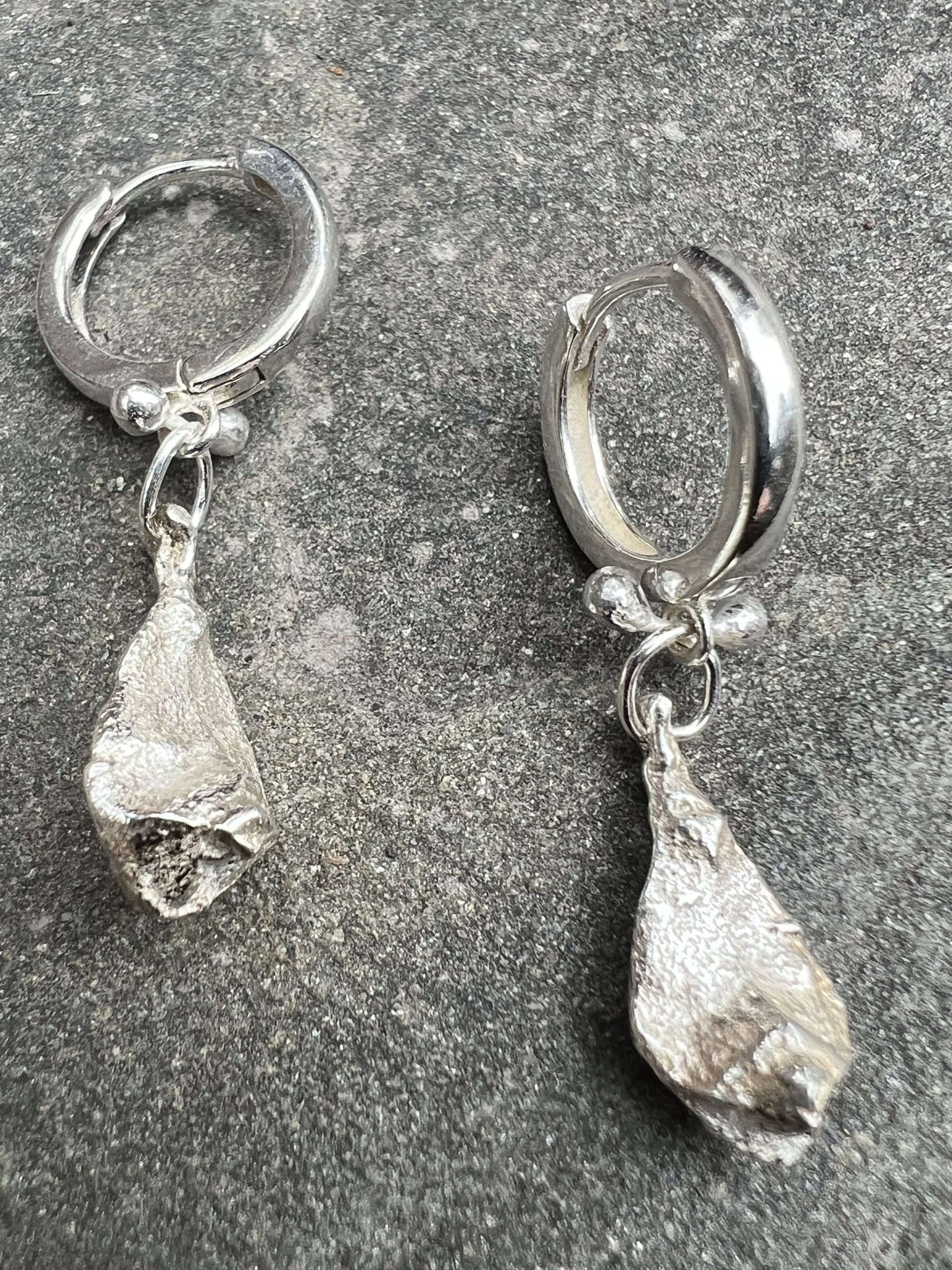 Sand Cast Pine Petal Earrings