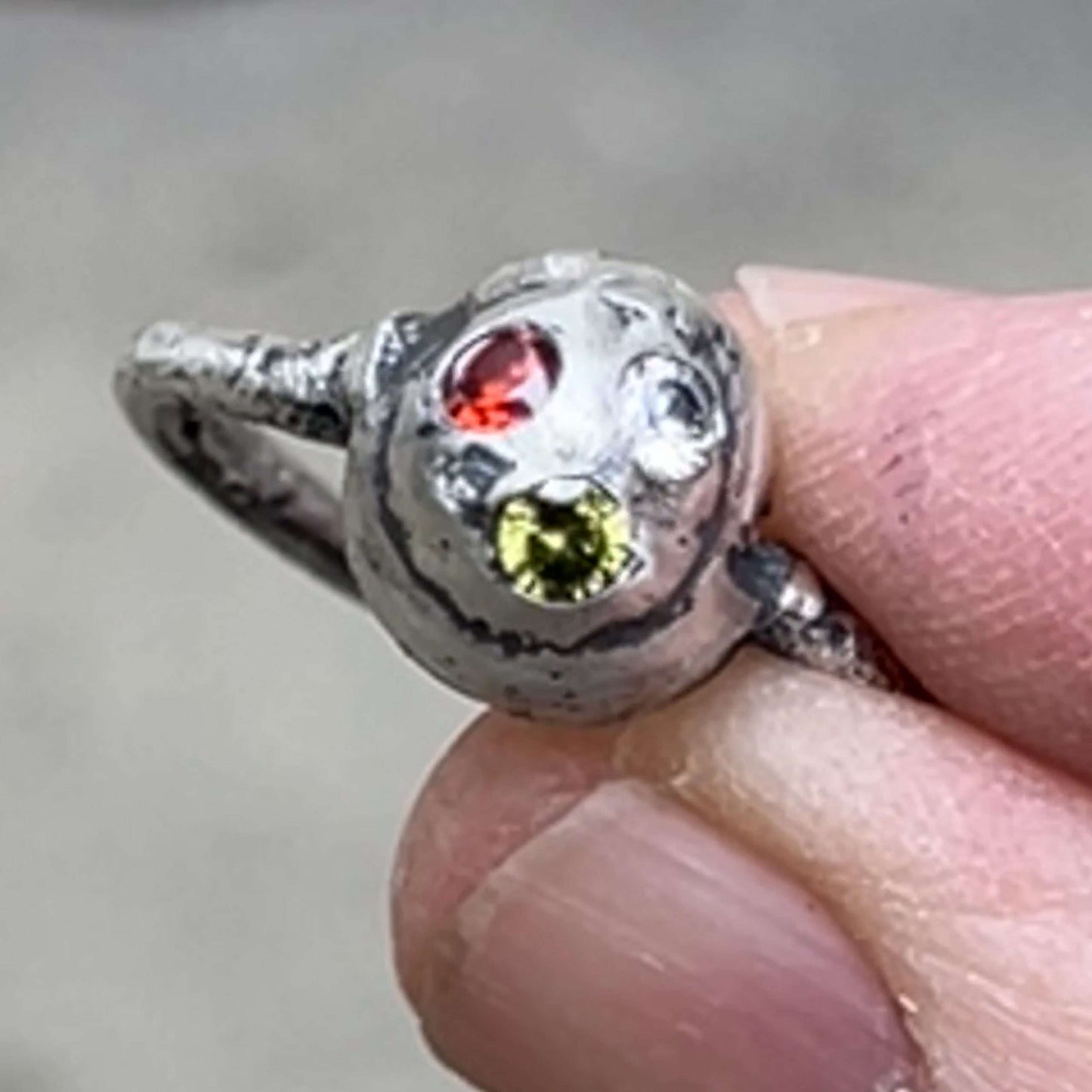 Sand Cast Ring with CZ cluster