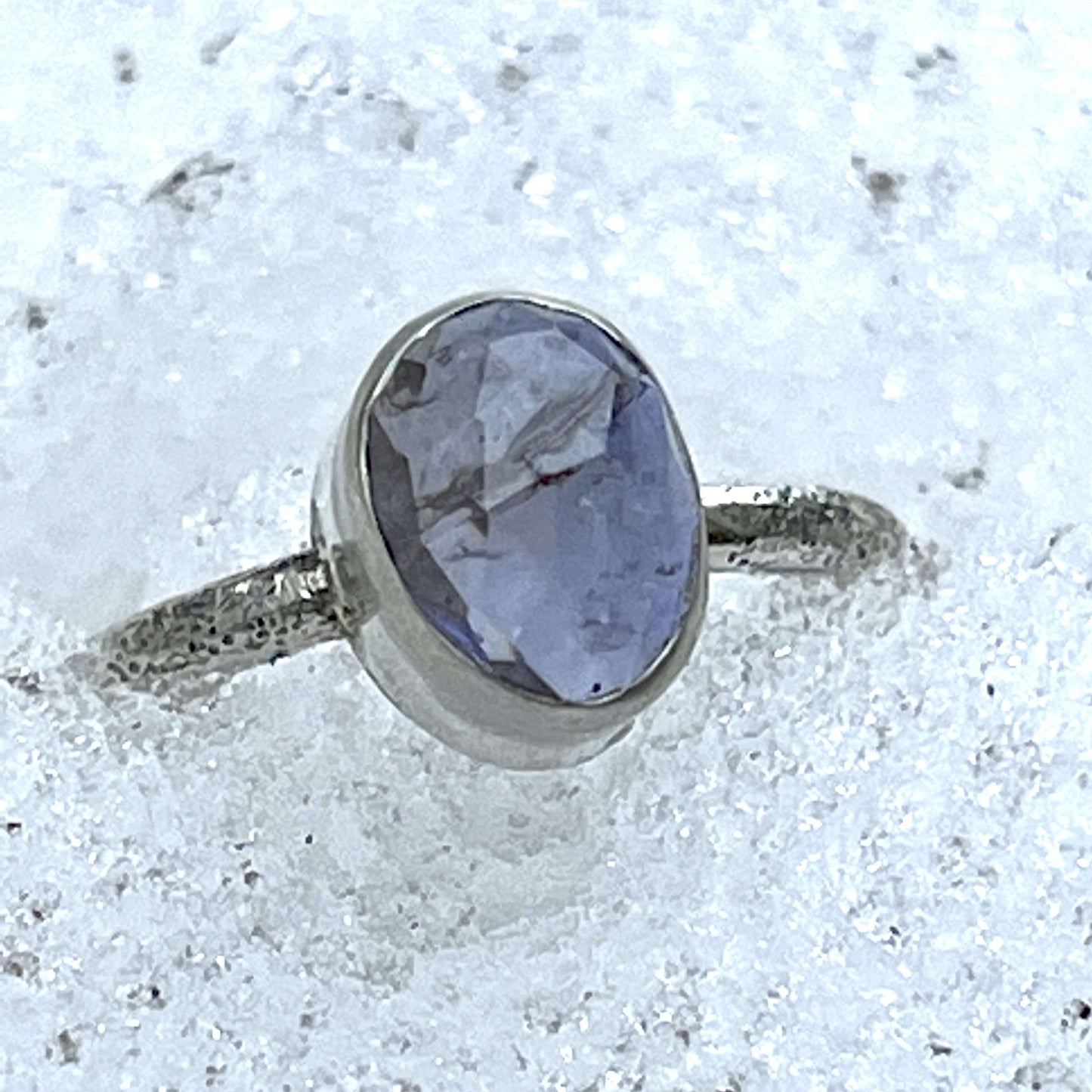 Iolite and Silver Dotted Ring