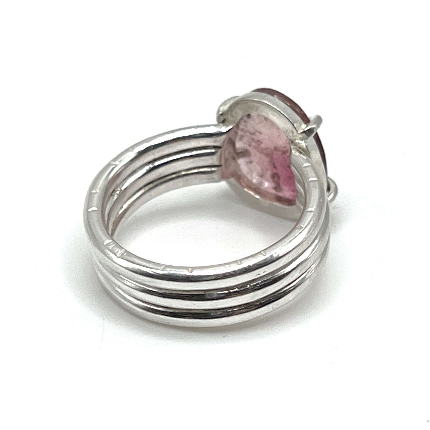 Watermelon Tourmaline Triple Band Ring