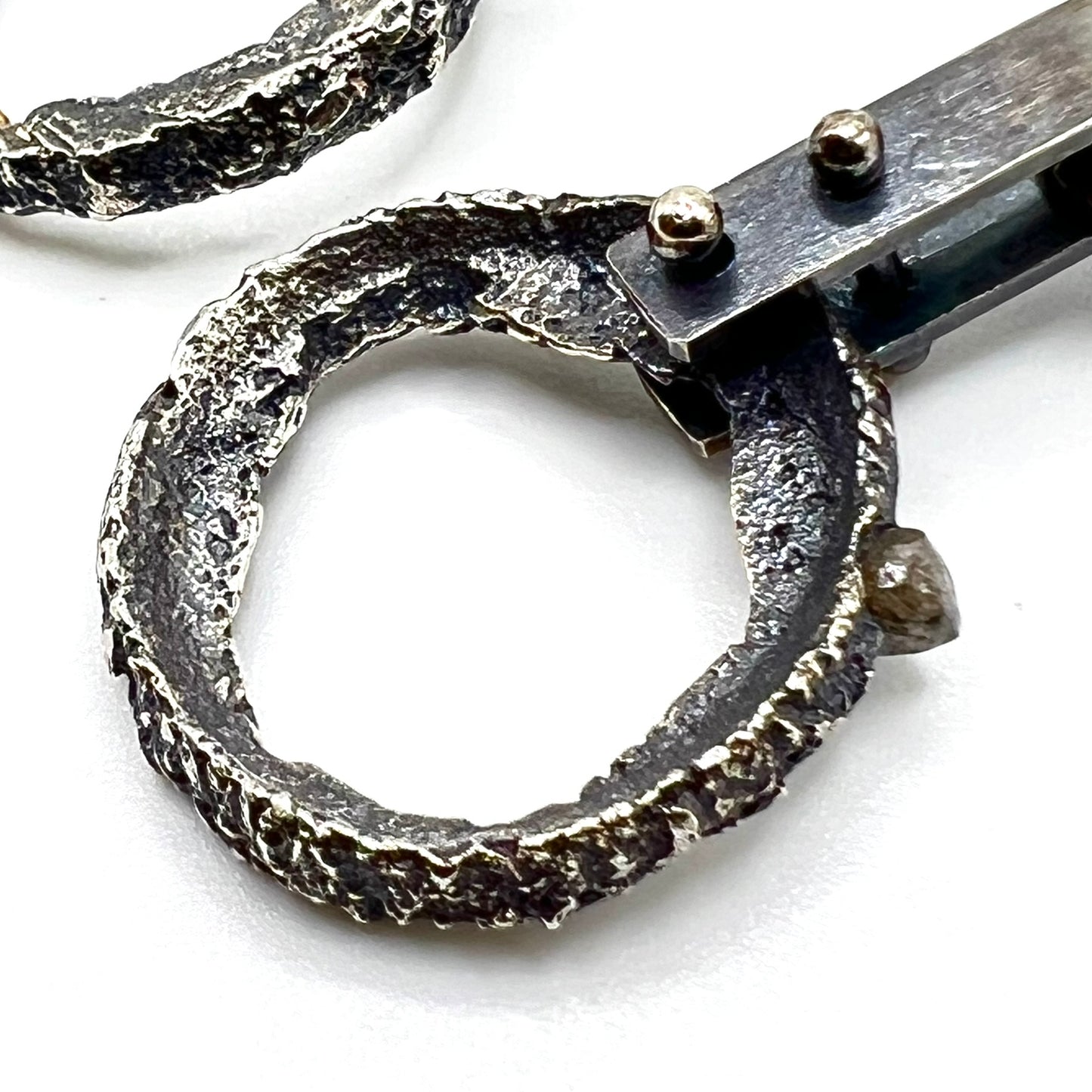 Sandcast Hoop with Raw Diamond Earrings by Amy Royce