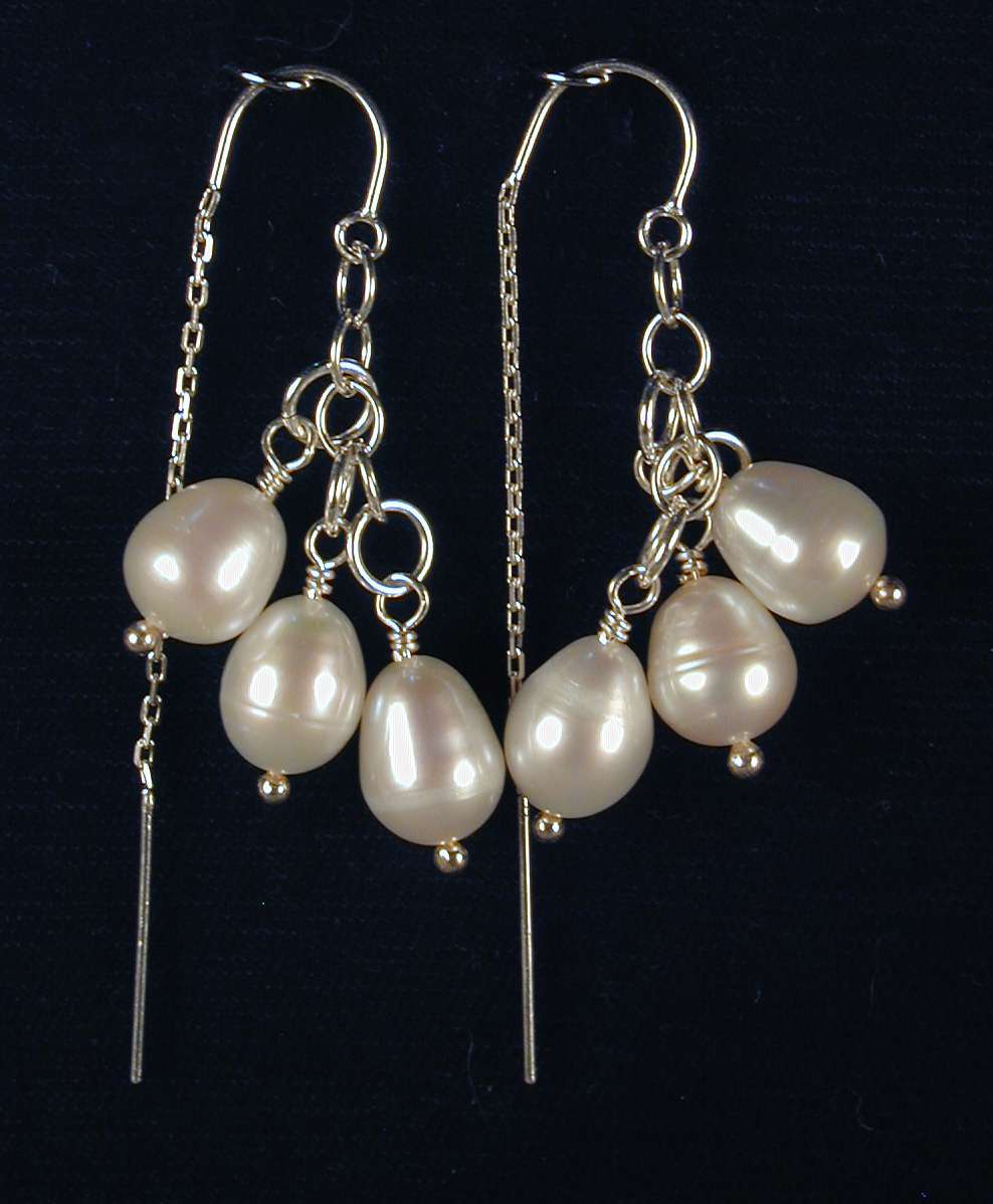 Triple Freshwater Pearl Earrings