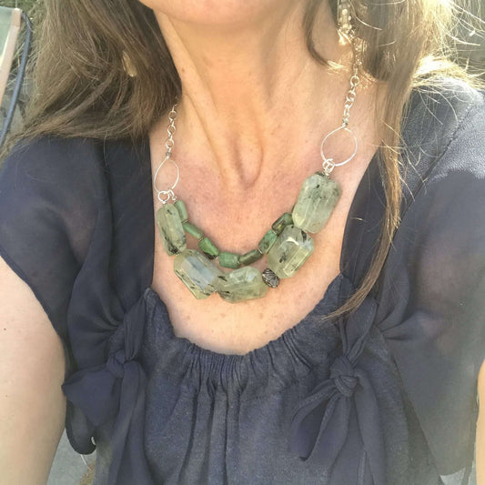 Prehnite and Sterling Silver Necklace