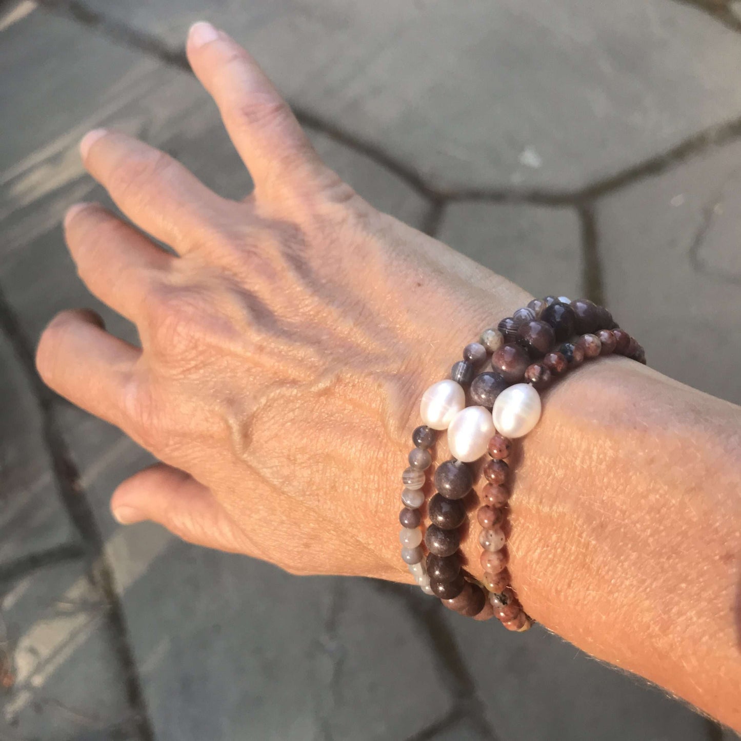 Stone and Pearl Bracelet