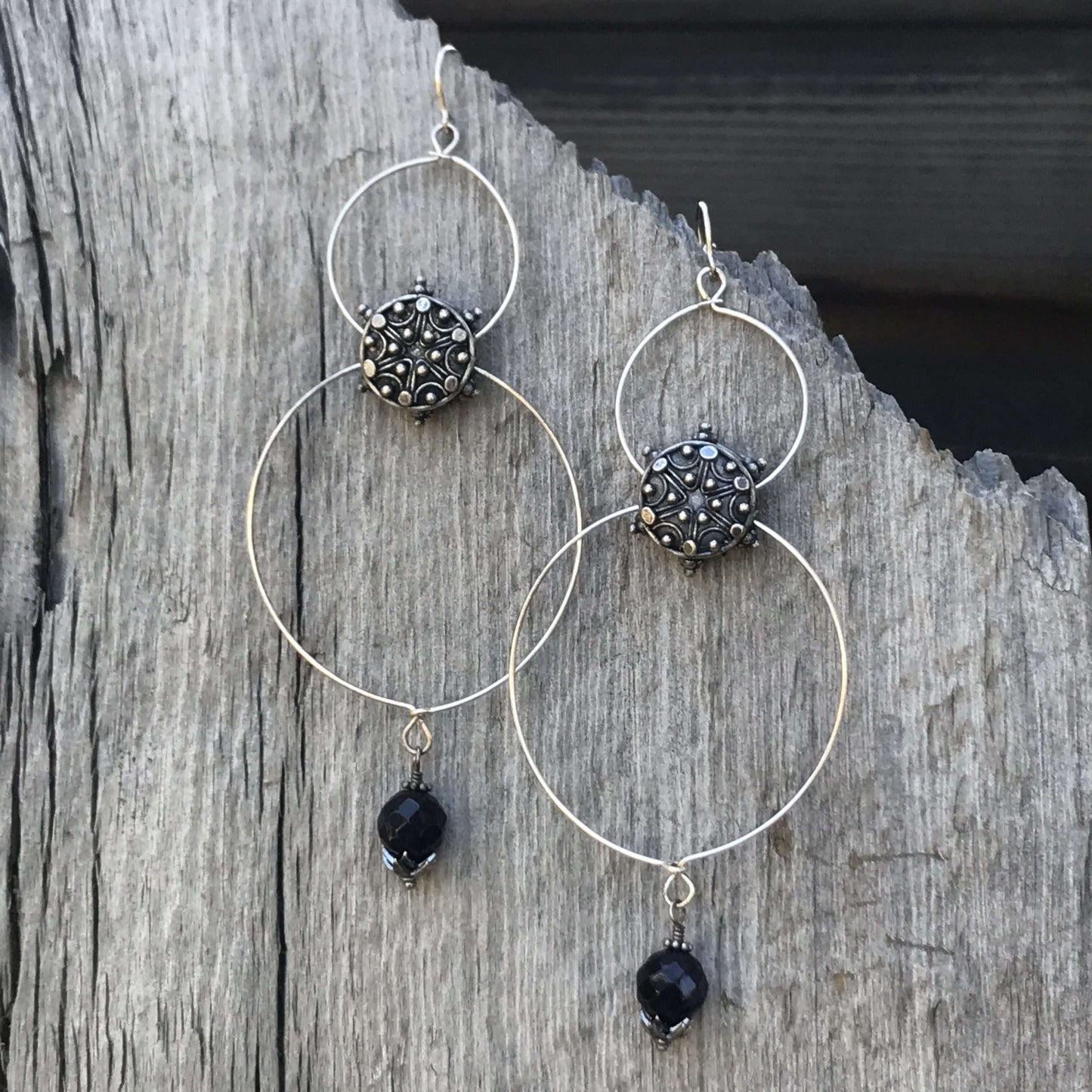 Double Hoop with Amethyst Earrings