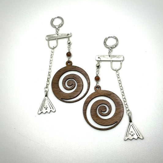 Wooden Spiral Balance Earrings