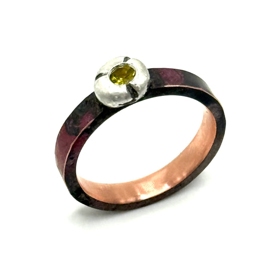 Watermelon on Silver and Copper Ring