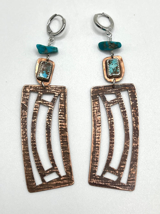 Cerillos Turquoise and Copper Earrings