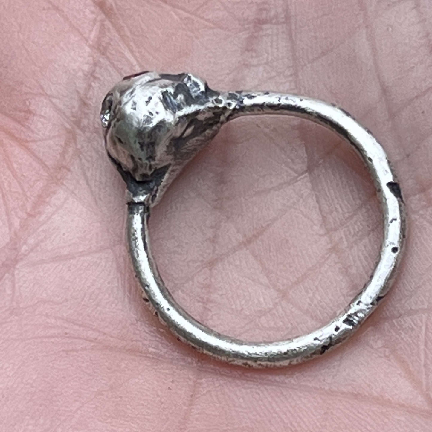 Sand Cast Ring with CZ cluster