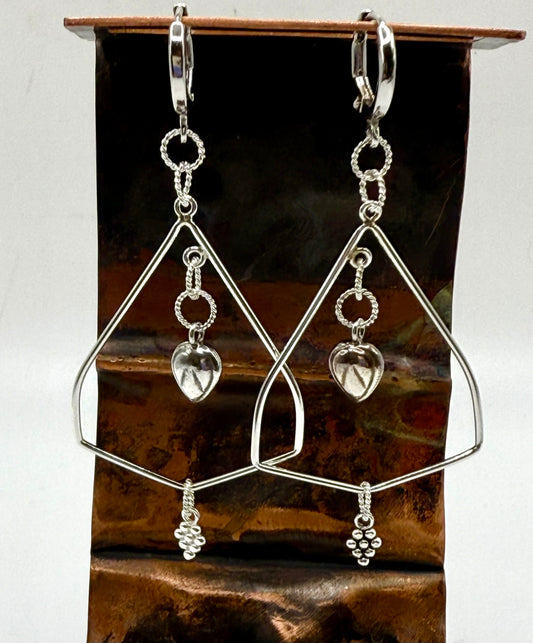 Angular Hoop Earrings with Charms
