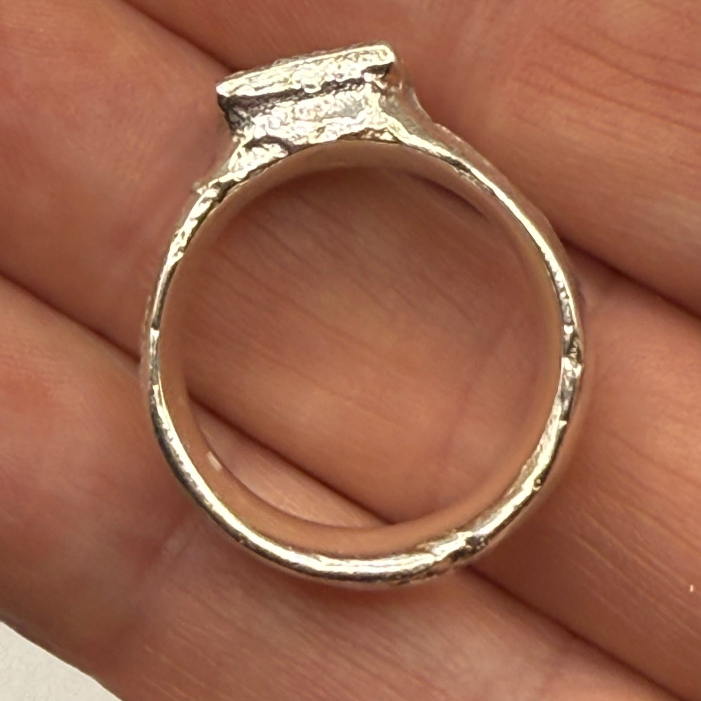 Sand Cast Red Gem Ring