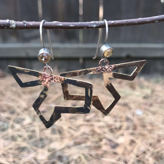 Butterfly Wing Brass Cutout Earrings